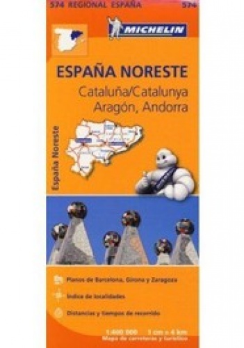 Aragon, Cataluna. Mapa samochodowa. 1:400 000 Michelin