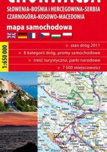 Chorwacja. Słowenia, Bośnia i Hercegowina, Serbia, Czarnogóra, Kosowo, Macedonia.Mapa samochodowa. 1:650 000 Expressmap