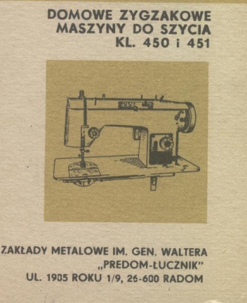 Domowe zygzakowe maszyny do szycia kl. 450 i 451 - praca zbiorowa