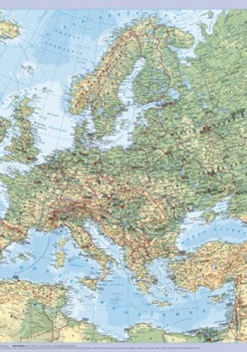 Europa. Mapa ścienna, fizyczno-polityczna - praca zbiorowa
