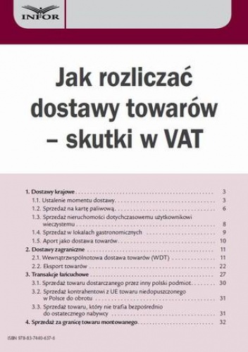 Jak rozliczać dostawy towarów  skutki w VAT - Jasiński Marcin