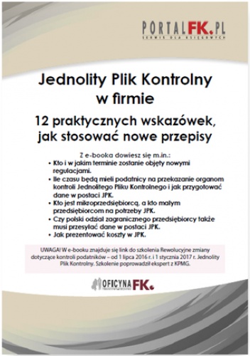 Jednolity Plik Kontrolny w firmie + szkolenie video - praca zbiorowa