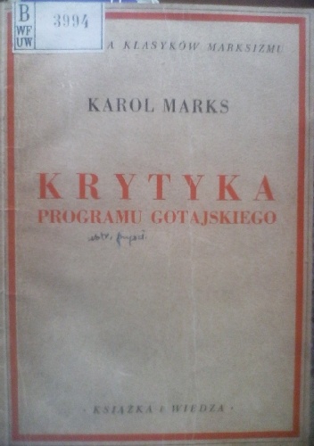 Krytyka programu gotajskiego - Karol Marks