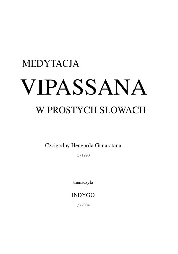 Medytacja Vipassana w prostych słowach - Henapola Gunaratana
