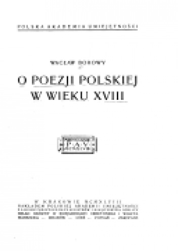 O poezji polskiej w wieku XVIII - Wacław Borowy