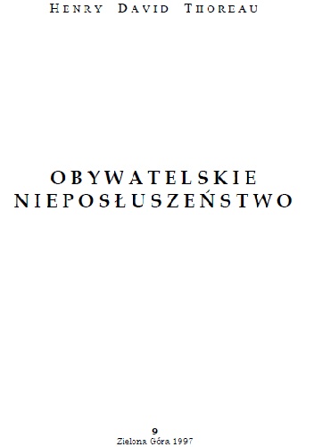 Obywatelskie nieposłuszeństwo - Henry David Thoreau