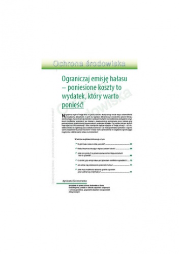 Ograniczaj emisję hałasu  poniesione koszty to wydatek, który warto ponieść! - Świerczewska Agnieszka