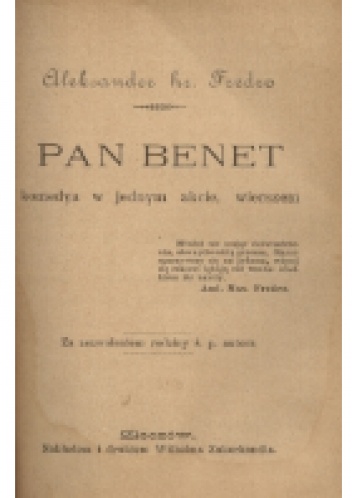 Pan Benet - Aleksander Fredro