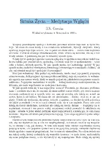 Sztuka życia - medytacja wglądu - Satya Narayan Goenka