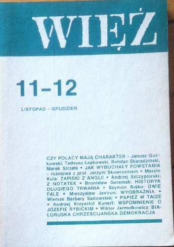 Więź nr 11-12 (337-338) listopad - grudzień 1986 - praca zbiorowa