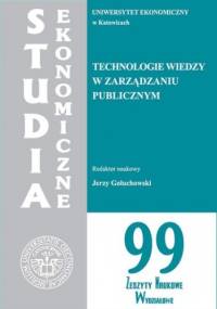 Technologie wiedzy w zarządzaniu publicznym. SE 99 - Jerzy Gołuchowski