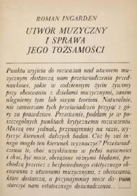 Utwór muzyczny i sprawa jego tożsamości - Roman Ingarden