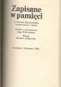 Zapisane w pamięci - Olga Kierczyńska